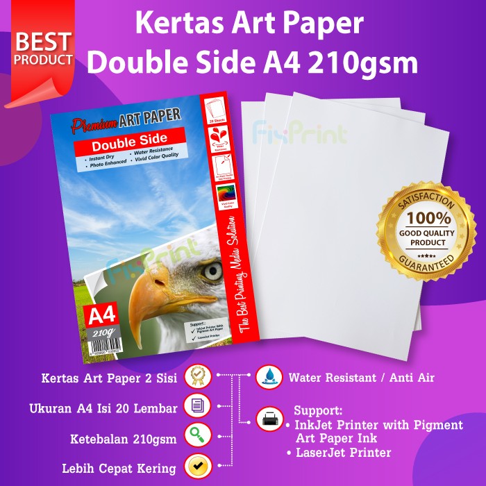 

Kertas Art Paper A4 210gsm isi 20 Lembar Photo Paper 210 Gram 20 Sheet FI852