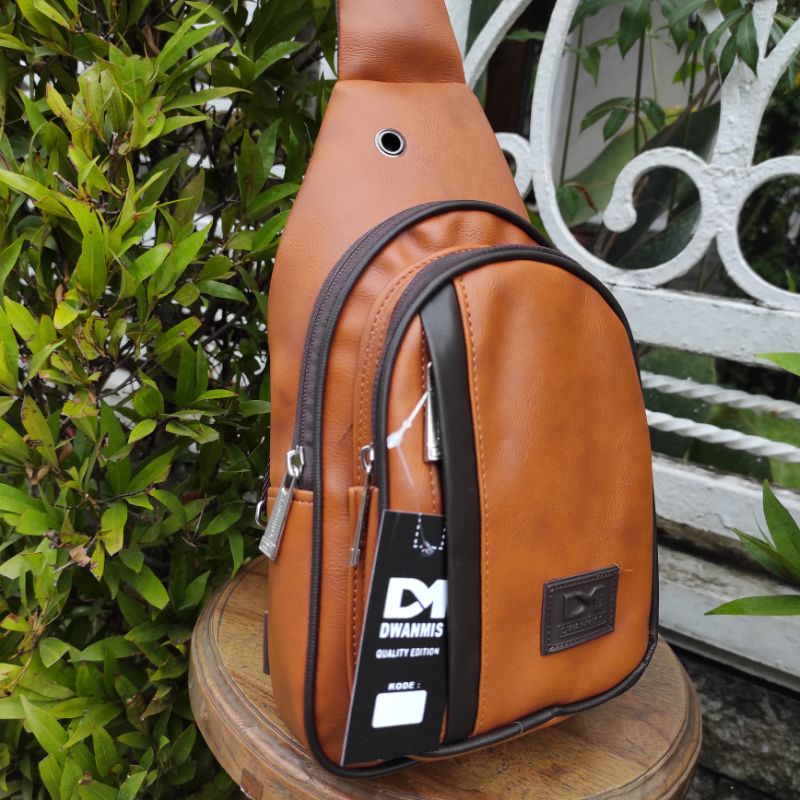 Tas Selempang Pria Spesial Edisi TAN | Tas Pria Original DM1 | Waist Bag Premium