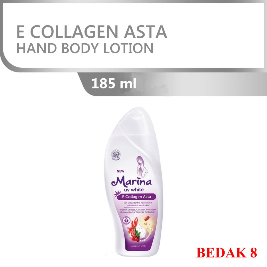 Marina Hand Body Lotion UV White 185 ml - E Collagen Asta