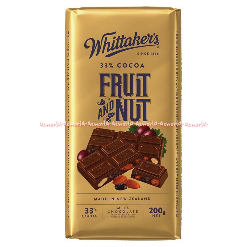 

Whittaker's' Fruit And Nut 200gr Coklat Buah dan Kacang Whittakers Witaker Wittakers Cokelat Import New Zealand Kokoa Cocoa Fruits Nuts