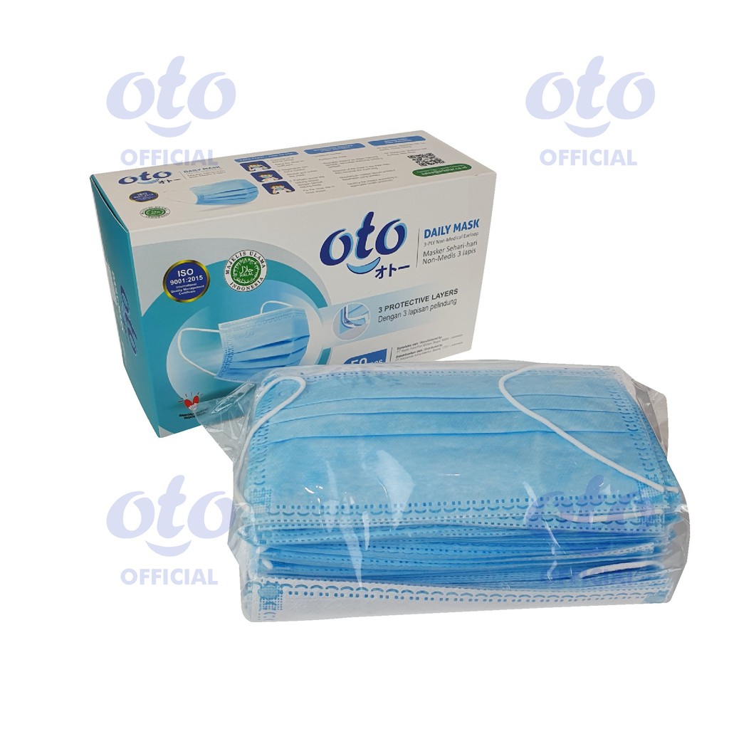 OTO Masker Wajah Kesehatan Earloop Daily Mask 3 lapis isi 50 pcs