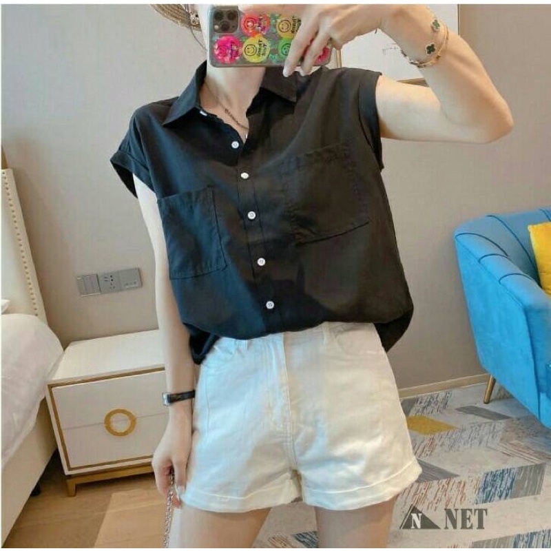 kemeja wanita lengan pendek / kemeja casual korea