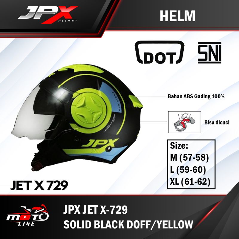 helm jpx jet 729 black doff/yellow half face