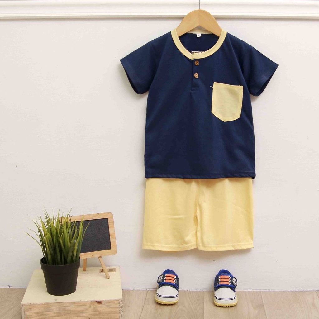 Setelan Baju Kaos Anak Cowok Laki laki usia 2 - 9 tahun / Playset Anak / Pocket Tee Anak