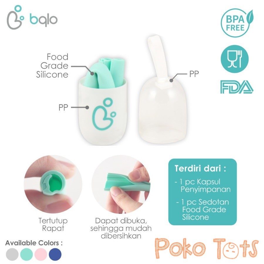 Bqlo Detachable Silicone Straw Sedotan Silikon Plus Case BabyQlo