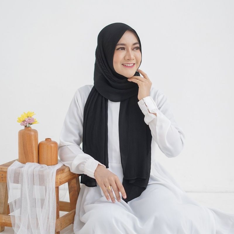 PROMO.11.11 pashmina plisket lidi premium tepi dijahit/neci/hijab pashmina full plisket lidi premium-3