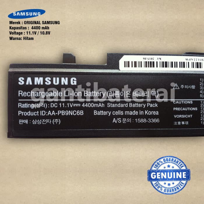 Original Baterai Samsung NP300 NP355V4X NP355E4X NP355U4X AA-PB9NC6B