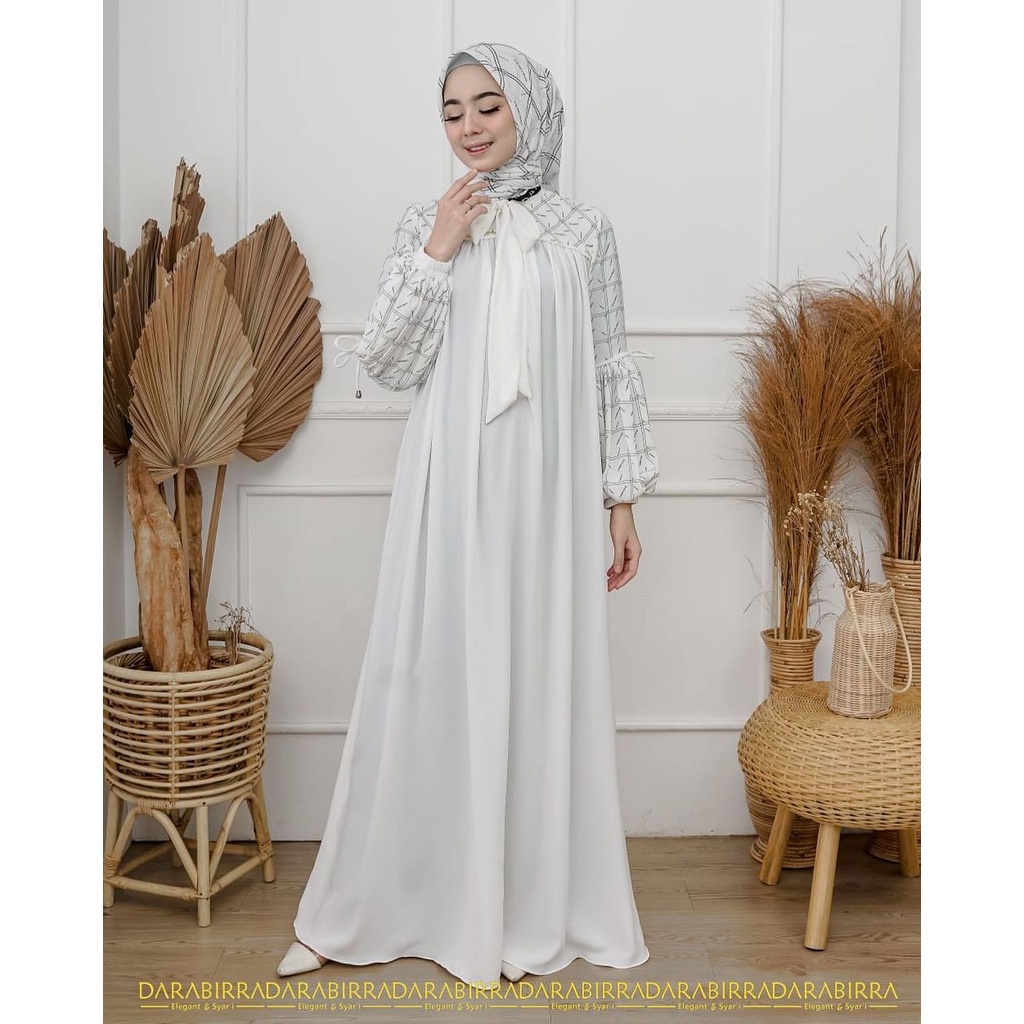 Gamis Putih Casual Darabirra Simple tapi Mewah | Gamis Branded Premium 2022