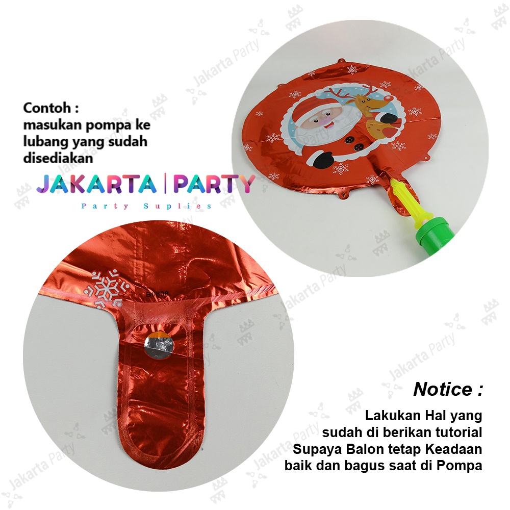 Balon Bulat Natal #4 / Balon Foil Bulat / Balon Foil Xmas / Balon Xmas