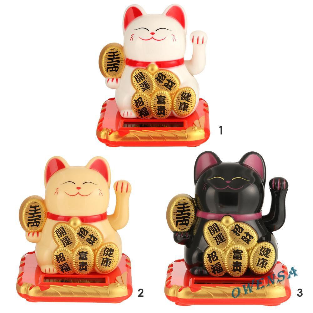 Ow Chinese Lucky Cat Wealth Waving Shaking Hand Fortune Welcome Cat Home Craft Shopee Indonesia