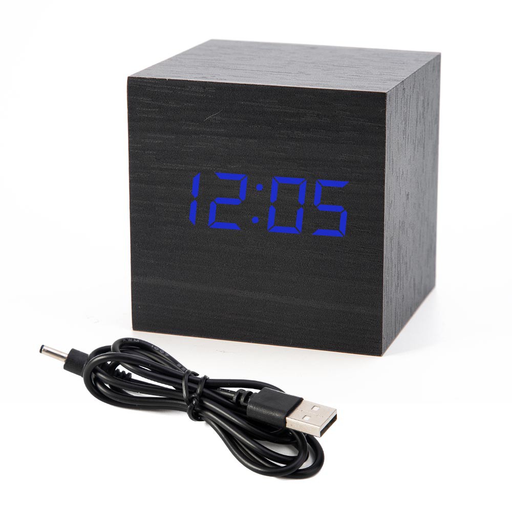 Jam Kayu Lampu Led Elegant Random / Wooden Clock Kecil / Small