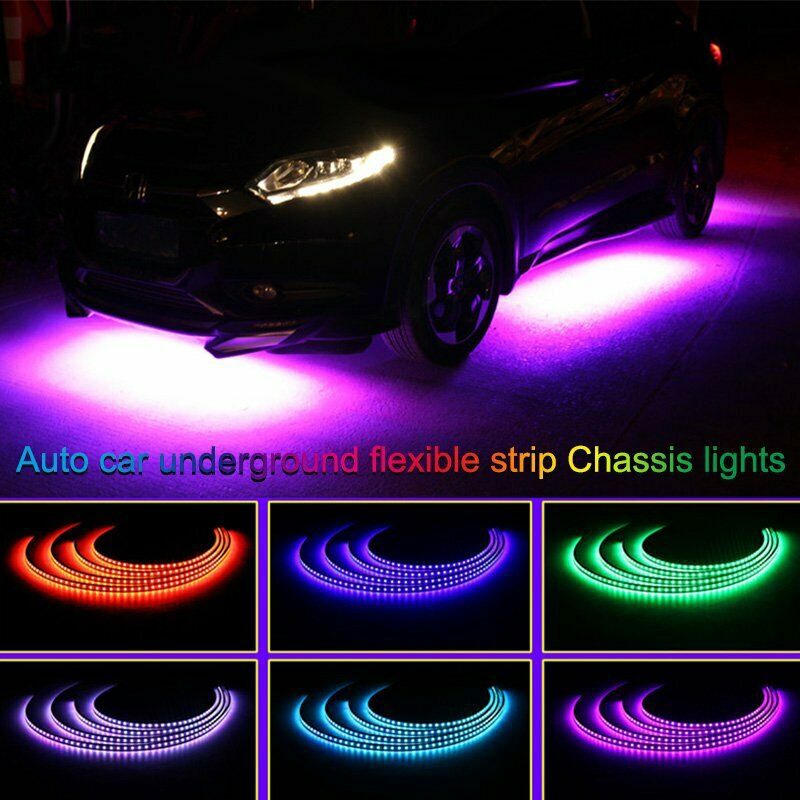 4pcs Lampu Led Neon Strip 36inch 48inch Untuk Bawah Body Mobil Shopee Indonesia