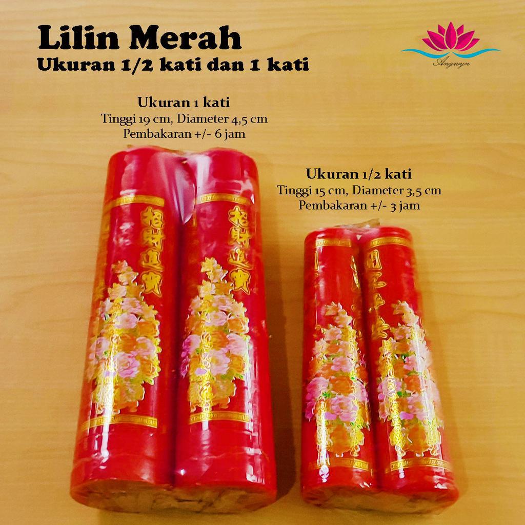 Lilin Merah Sepasang 1/2 kati / Lilin Sembahyang / Lilin Puja