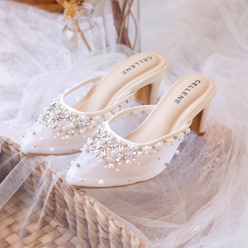 CELLENE Binka Beads Heels / wedding shoes payet 7cm