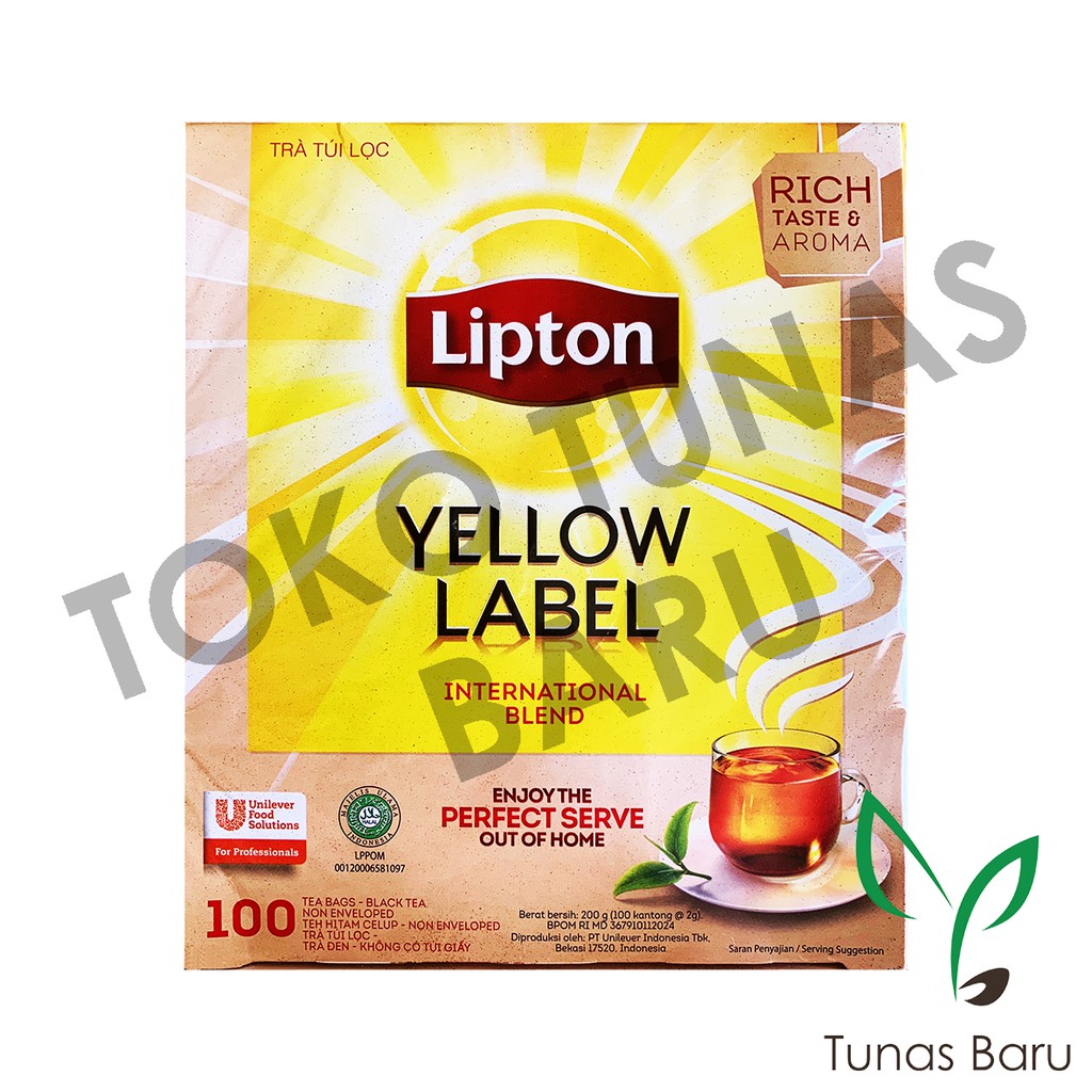 

Lipton Yellow Label Non Enveloped Black Tea - Teh Hitam Celup Tanpa Amplop Envelope 100 bag / sachet