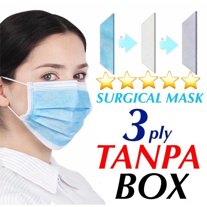 masker biru 3 ply surgical mask isi 50pcs izin BNPB kemasan tanpa box