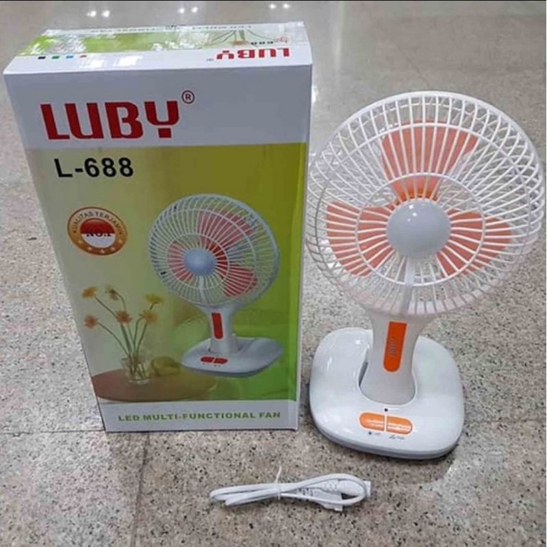 Kipas Angin Multifungsi LUBY 8 Inchi + Lampu LED L-688 Rechargeable