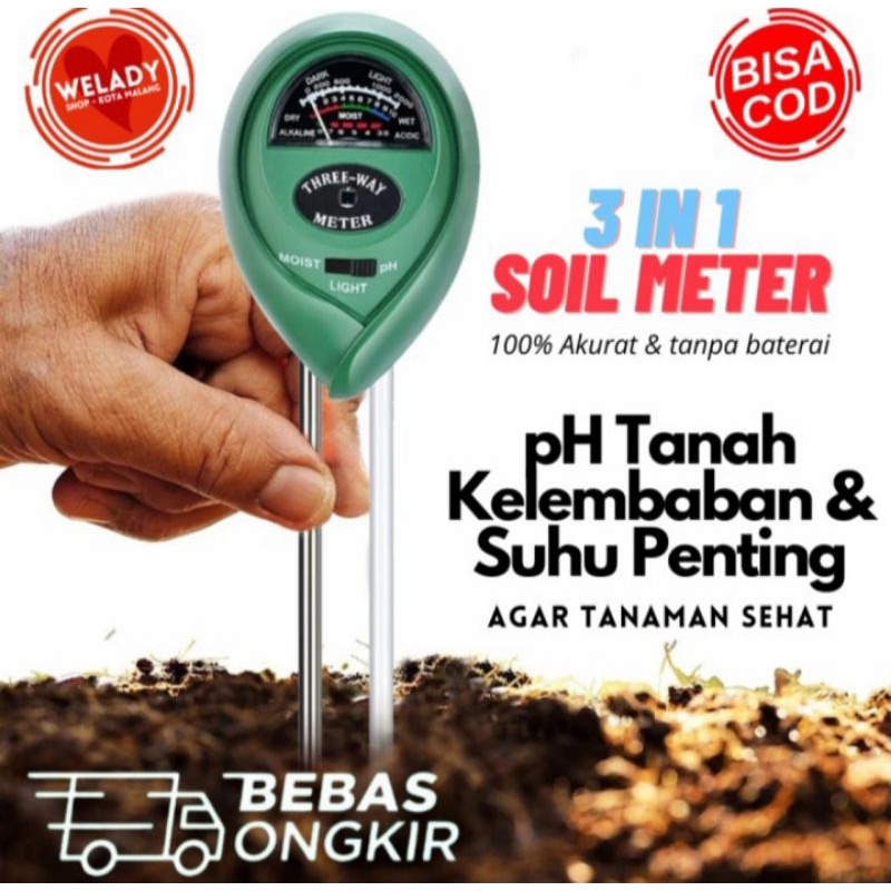 ALAT PENGUKUR KESUBURAN TANAH CAHAYA PH SUHU SOIL METER TESTER MANUAL