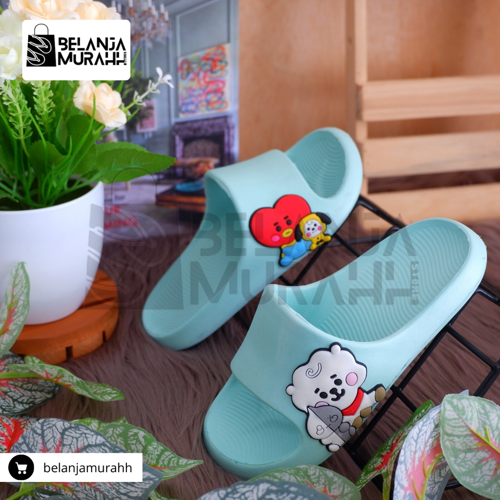 Sendal Slop Anak Anak Laki-Laki perempuan Karakter BTS lucu, Ringan Anti slip Dan tidak licin