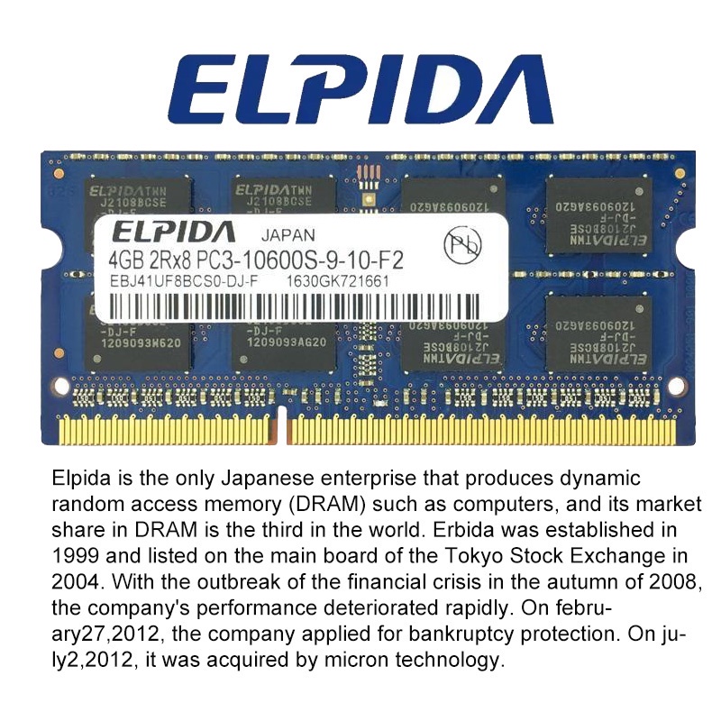 Elpida RAM DDR3 DDR3L 1066 / 1333 / 1600MHz DDR2 800 667MHz 2GB 4GB 8GB Untuk Laptop