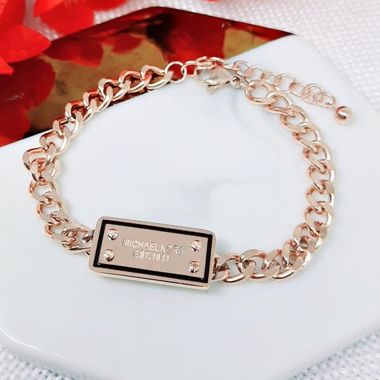 Gelang Titanium Rantai Tebal Motif Plate Rose Gold - BB562