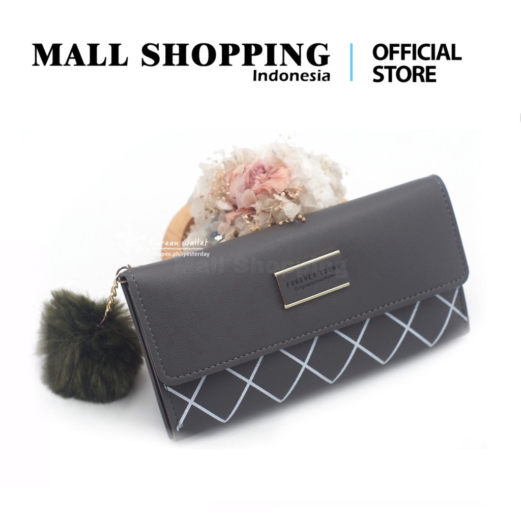 (COD) Dompet Lipat Wanita Dompet Panjang Dompet Kulit Sintetis MALL SHOPPING