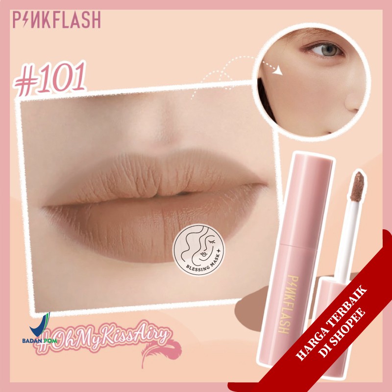 [BPOM] PINKFLASH Matte Liquid Lipstick Lasting Waterproof Lip Tint Shimmer Lip Gloss Velvet Matte-#101 Lip Tint