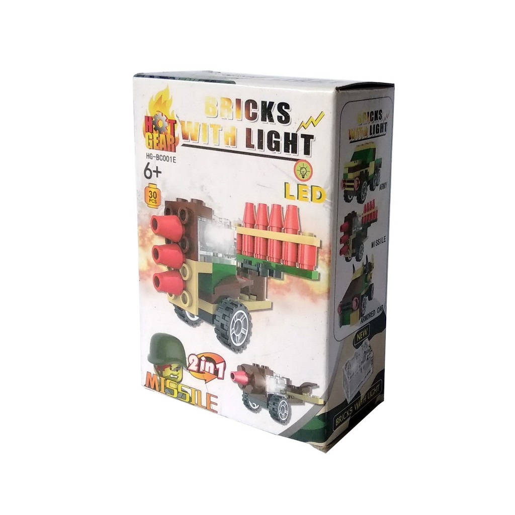 Hotgear Army Vehicle Bricks with Light Mainan Building Blocks