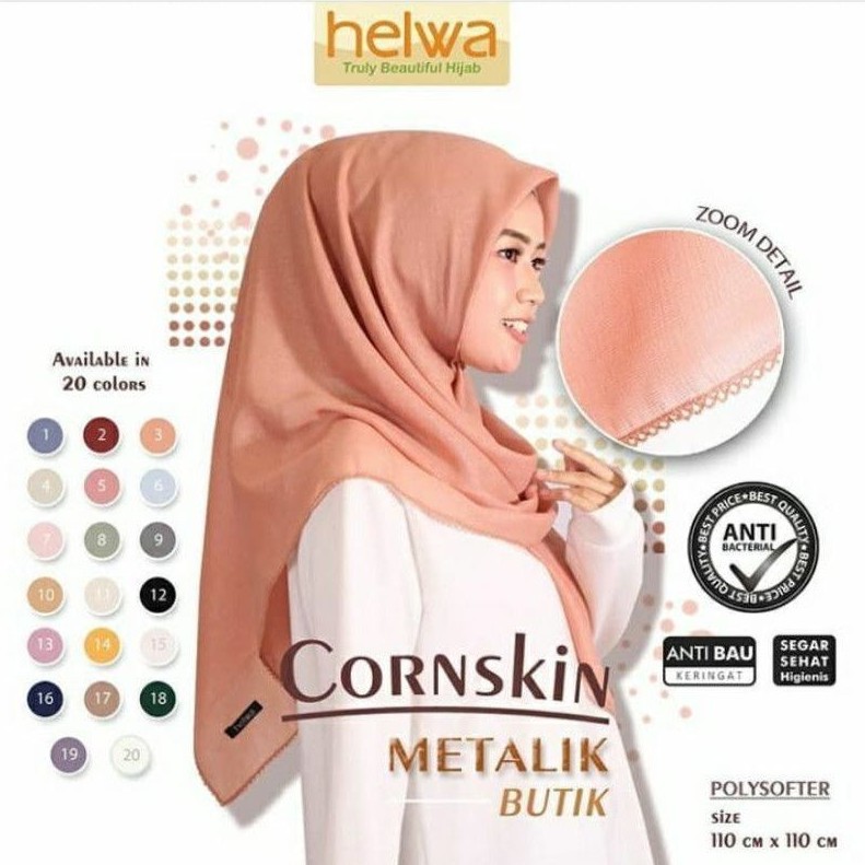 HIJAB SEGI EMPAT CORNSKIN METALIK BUTIK ANSANIA