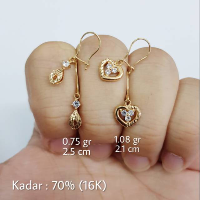 Anting Emas Kawatan Kadar 70% (16K) - DC
