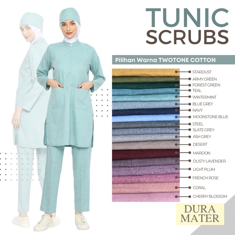 Tunic Scrubs Baju Jaga Twotone Busui Friendly Syari Muslimah Ukuran XXS hingga XXXXL