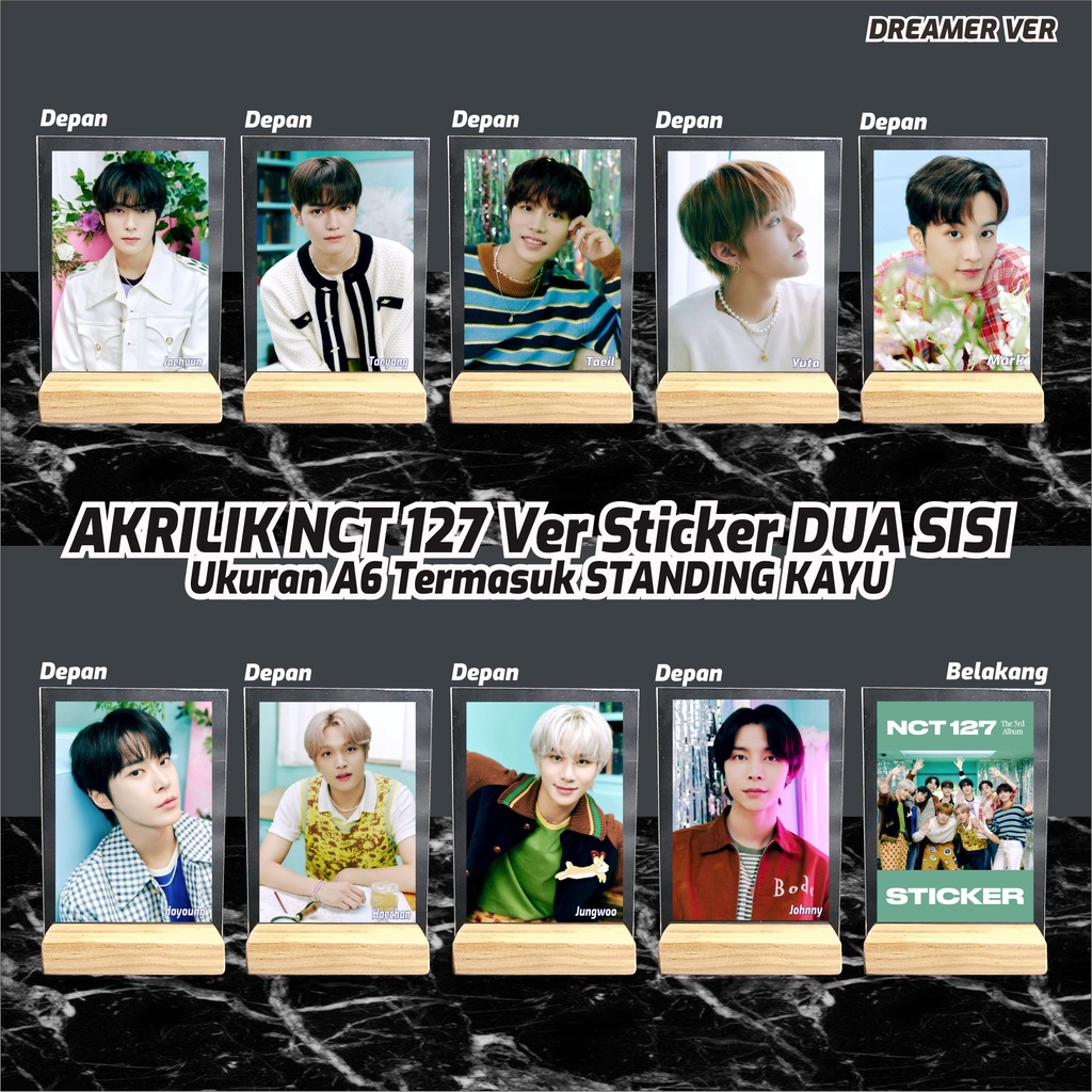 Akrilik Photo NCT 127 // Ver Album Sticker // Gambar 2 sisi // Termasuk Stand Kayu