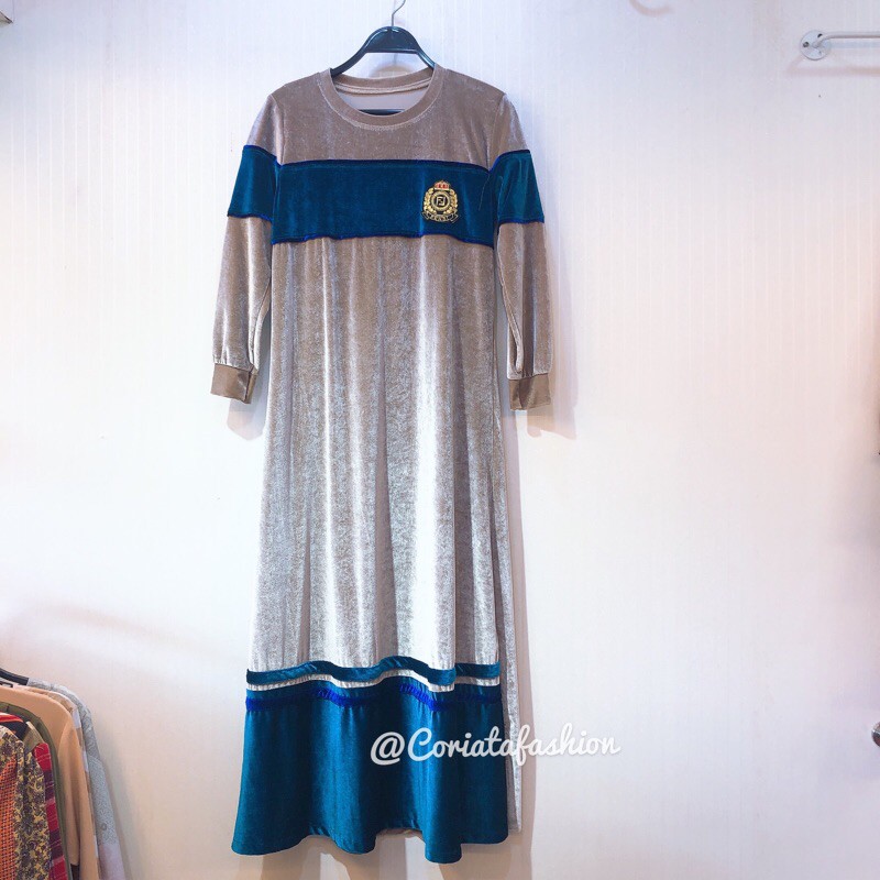 READY GAMIS IMPORT WANITA MUSLIM LONG DRESS SUEDE