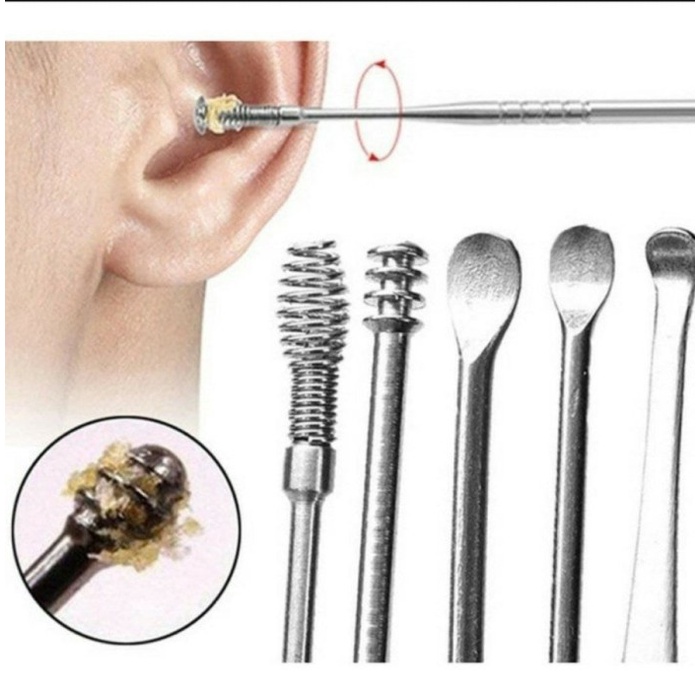 BAROKAH Korek Kuping 8 Stainless Steel Ear Wax Cleaner Tool Pembersih Telinga