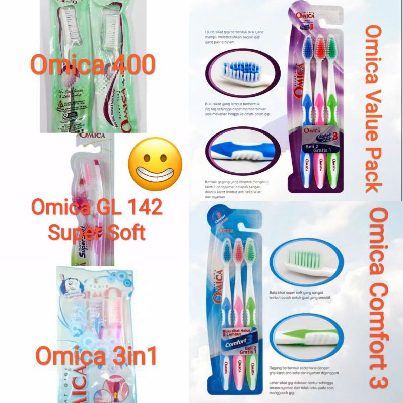 Sikat Gigi Omica Dewasa Dan Remaja 3in1 Value  Comfort GL-42 400