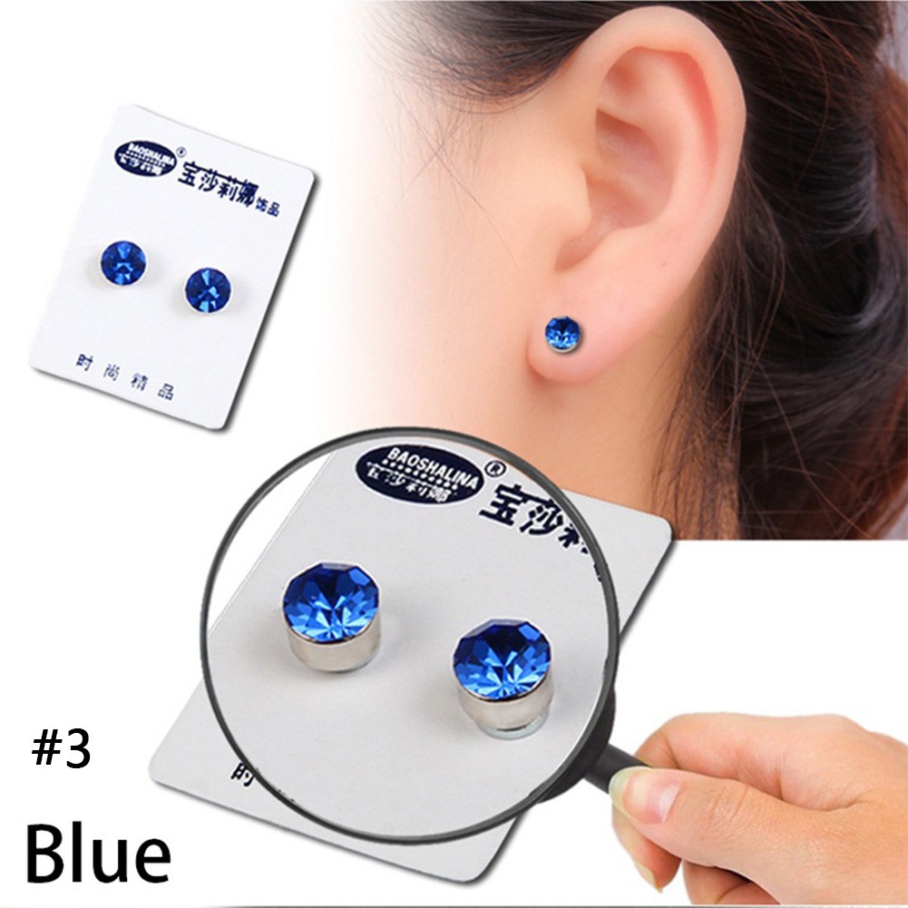 1 Pasang Anting Stud Magnetik Kristal Berlian Imitasi Ukuran 6mm Untuk Terapi Kesehatan Penurunan Berat Badan