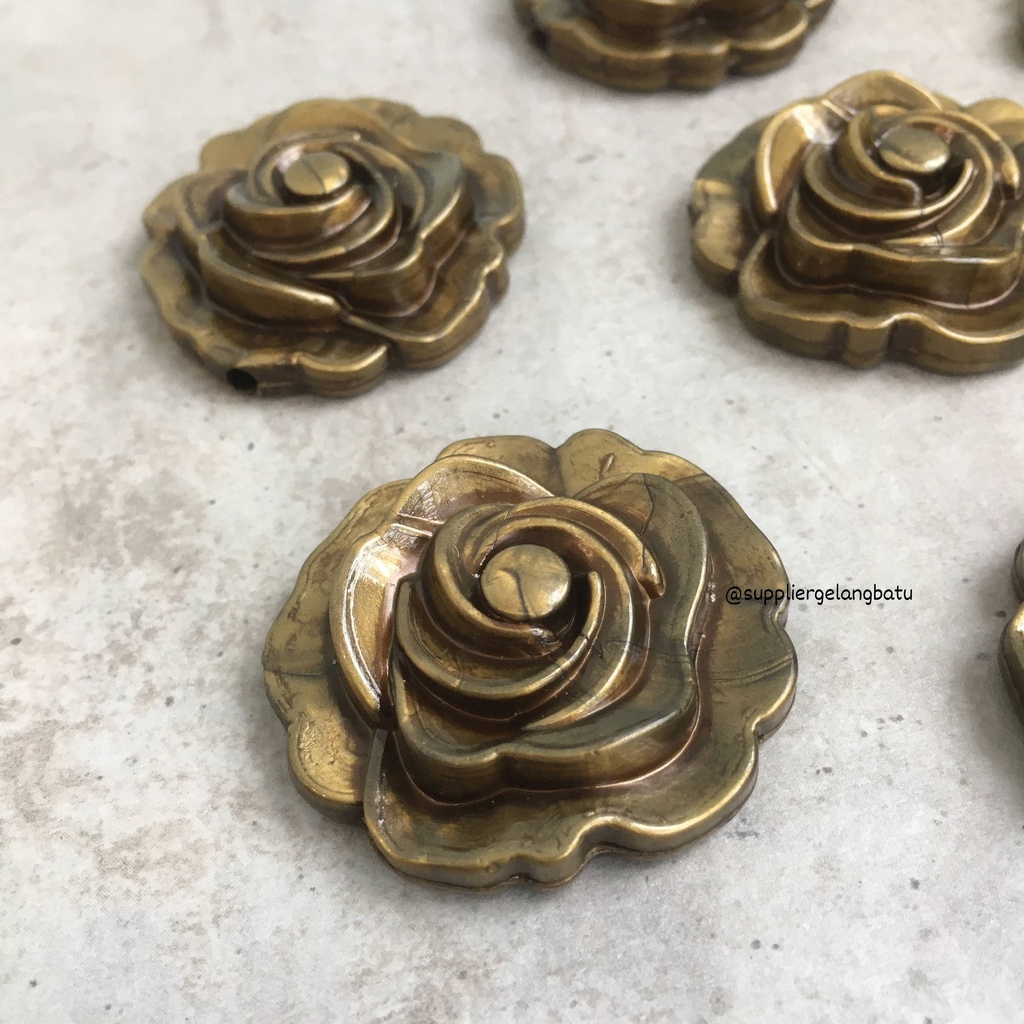 Aplikasi Bunga Resin BAKAR 3,5cm JAPAN premium kelopak daisy rose ECER