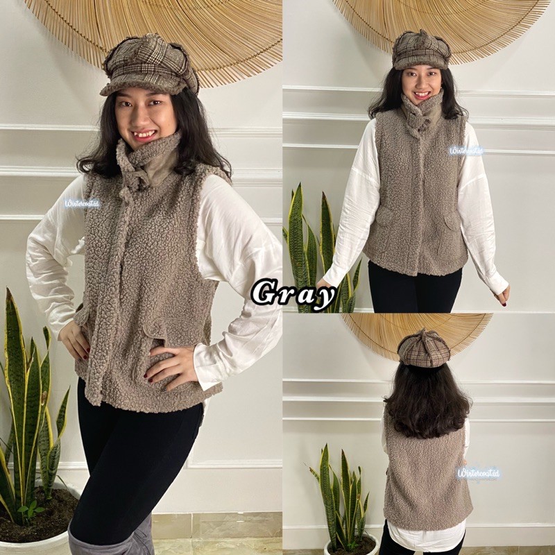 Fur vest import Maya rompi hangat wanita gunung korea style korean tebal bulu winter musim dingin