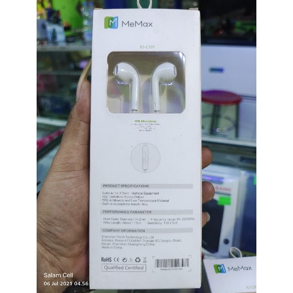 Earphone Headphone Headset MeMax EJ-C101 Harga Murah Suara Mewah