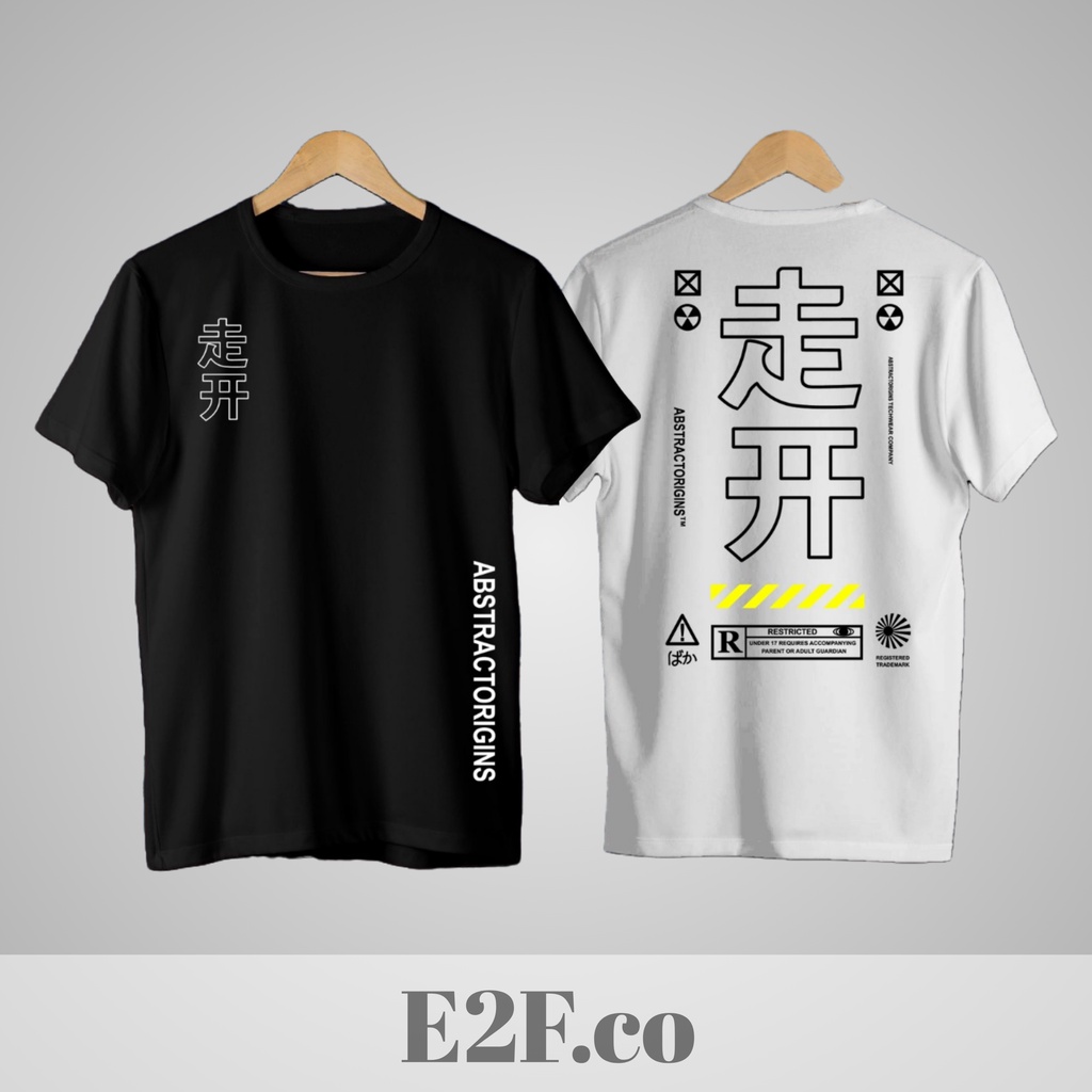 E2F.co [Bisa Bayar Dirumah] KAOS ABSTRAK ORIGINS HITAM PUTIH POLOS BAJU KAOS PRIA ATASAN PRIA SAMURA