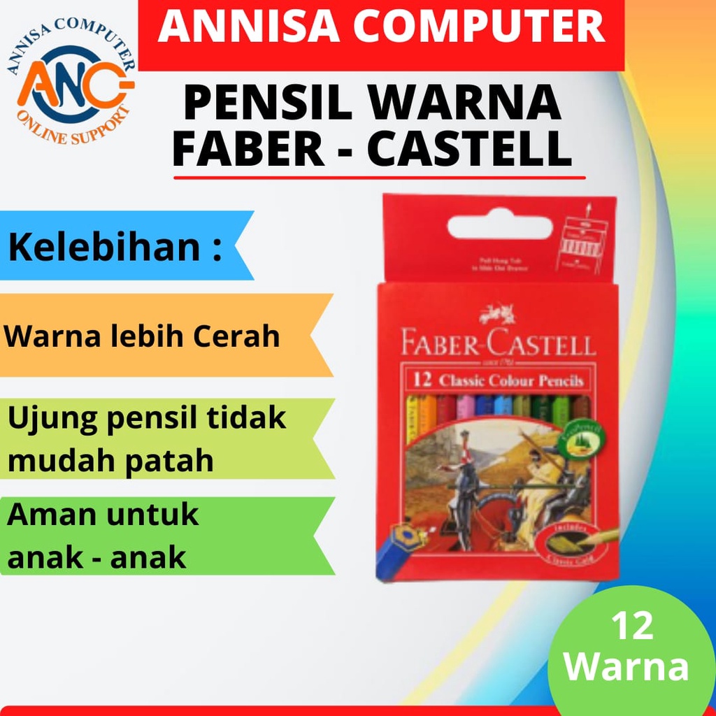 

PENSIL WARNA FABER - CASTELL 12 Warna Classic / PENDEK ORIGINAL