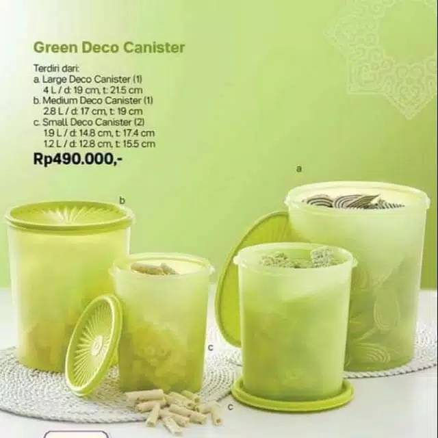 Ready Green Deco Canister set Tupperware