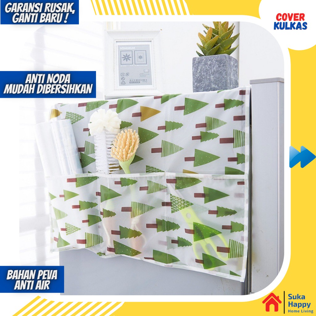 Sarung Penutup Kulkas Anti Debu Refrigerator Cover Taplak Cover Tutup Kulkas Karakter motif 2 Pintu