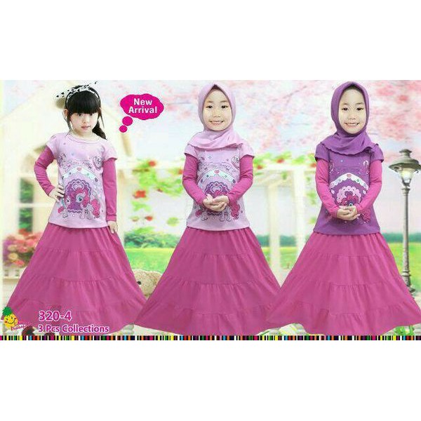 Setelan rok anak Muslim little pony brand little pineaplle