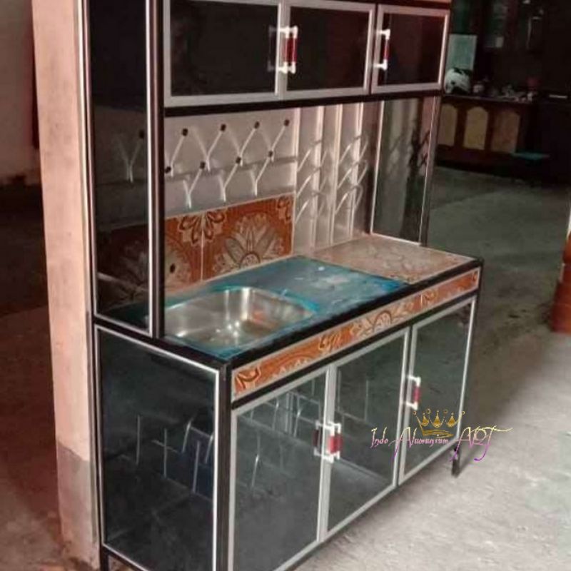 Wastafel Portable / Rak Piring Pintu 6 Bahan Alumunium Tebal