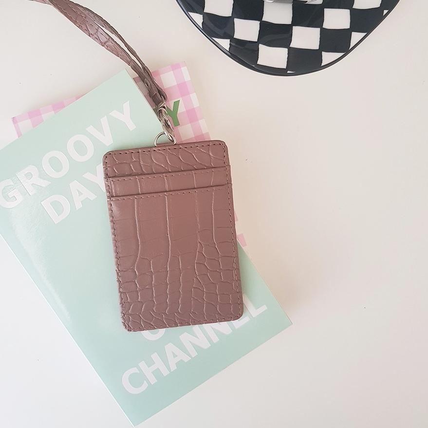 

Miliki Name Tag Croco ID Card Holder Croile Kulit Lanyard Kerja Ter PU Leather Lanyard NameTag ID Card Holder ダ