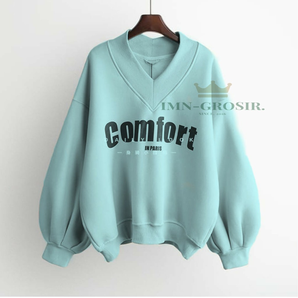 SWEATER WANITA - COMFORT CREWNECK SWEATER - SWEATSHIRT SWEATER OVERSIZE