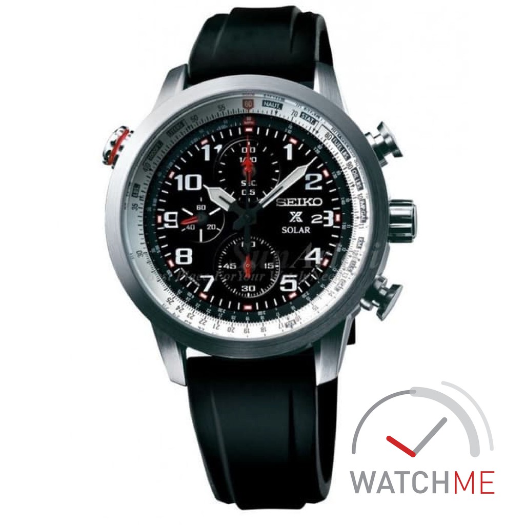 Seiko Prospex SSC351P1 Solar Sky Chronograph Black Dial 100m Black Rubber Strap Original Bergaransi