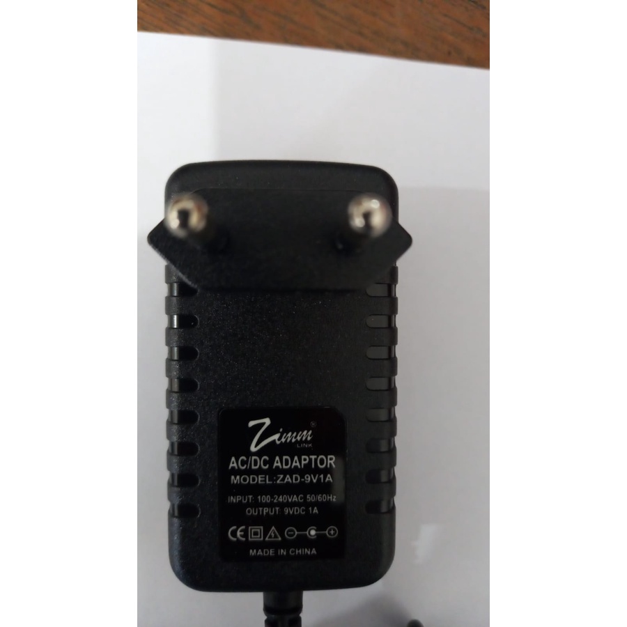 ADAPTOR 9V 1A ZAD-9V1A ZIMMLINK 9VOLT 1AMPERE