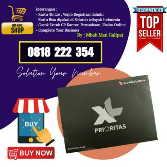 Nomor cantik XL 10 digit pascabayar super manis 222 354